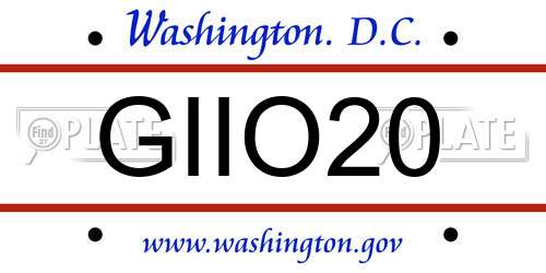 GIIO20 District Of Columbia License Plate
