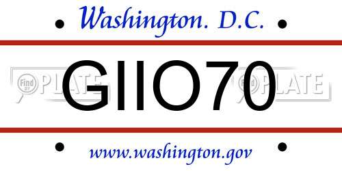 GIIO70 District Of Columbia License Plate