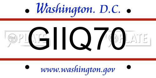 GIIQ70 District Of Columbia License Plate