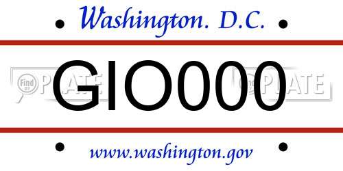 GIO000 District Of Columbia License Plate