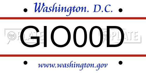 GIO00D District Of Columbia License Plate