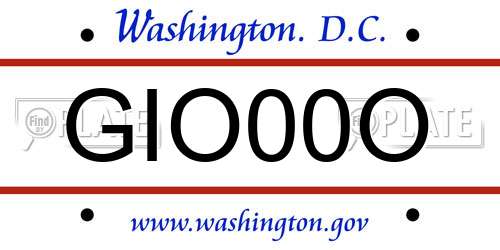 GIO00O District Of Columbia License Plate