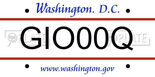 GIO00Q District Of Columbia License Plate
