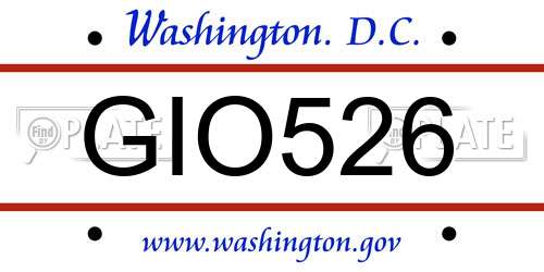 GIO526 District Of Columbia License Plate