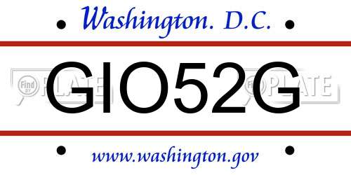 GIO52G District Of Columbia License Plate
