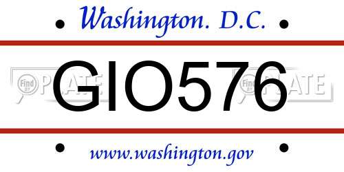 GIO576 District Of Columbia License Plate