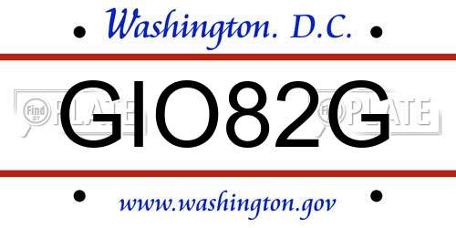 GIO82G District Of Columbia License Plate