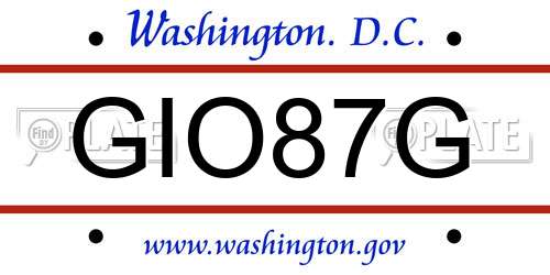 GIO87G District Of Columbia License Plate