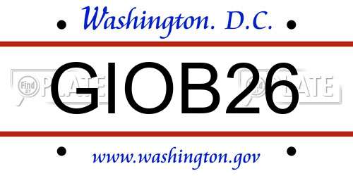 GIOB26 District Of Columbia License Plate