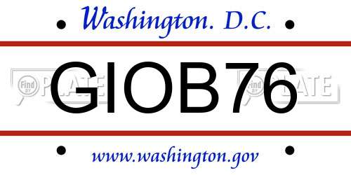 GIOB76 District Of Columbia License Plate