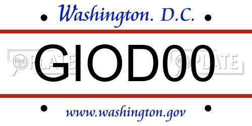 GIOD00 District Of Columbia License Plate