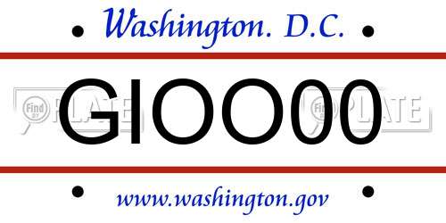 GIOO00 District Of Columbia License Plate