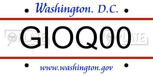 GIOQ00 District Of Columbia License Plate