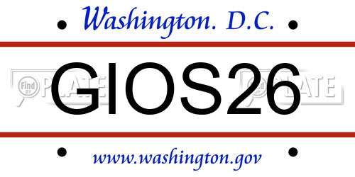 GIOS26 District Of Columbia License Plate
