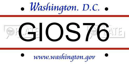GIOS76 District Of Columbia License Plate