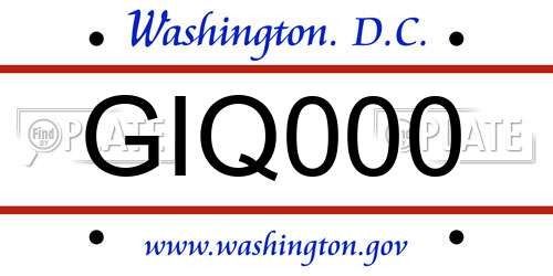 GIQ000 District Of Columbia License Plate