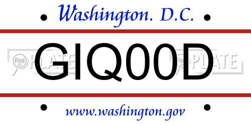 GIQ00D District Of Columbia License Plate