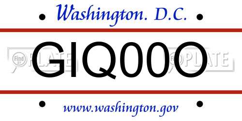 GIQ00O District Of Columbia License Plate