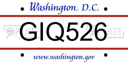 GIQ526 District Of Columbia License Plate