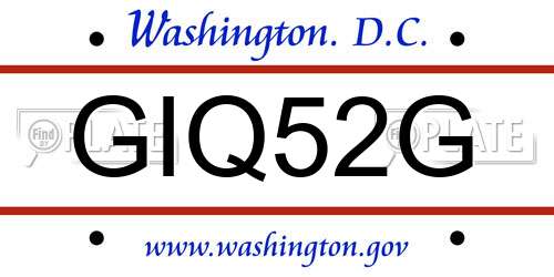 GIQ52G District Of Columbia License Plate