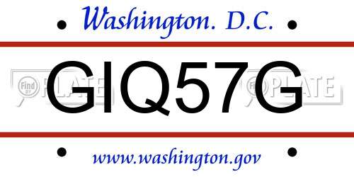 GIQ57G District Of Columbia License Plate