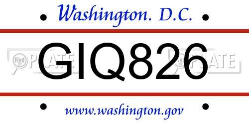 GIQ826 District Of Columbia License Plate