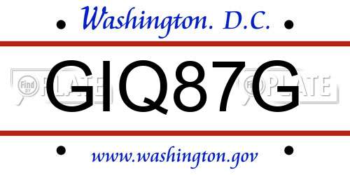 GIQ87G District Of Columbia License Plate