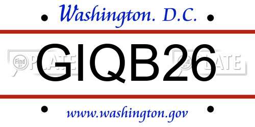 GIQB26 District Of Columbia License Plate