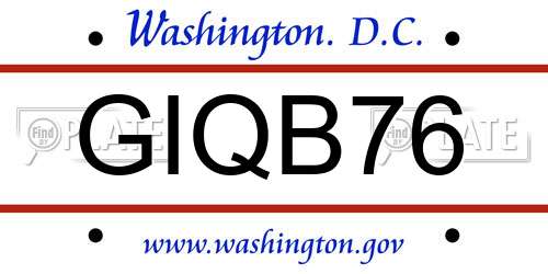 GIQB76 District Of Columbia License Plate