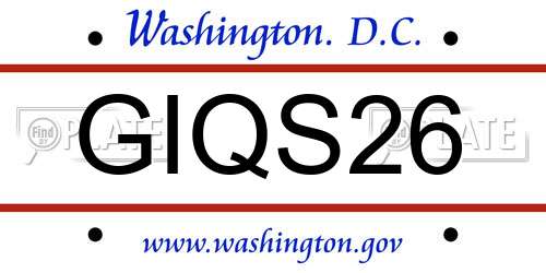 GIQS26 District Of Columbia License Plate