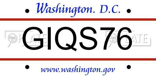 GIQS76 District Of Columbia License Plate