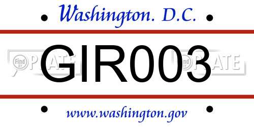GIR003 District Of Columbia License Plate