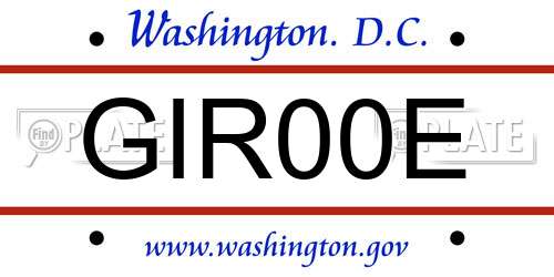 GIR00E District Of Columbia License Plate
