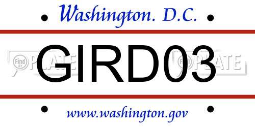 GIRD03 District Of Columbia License Plate
