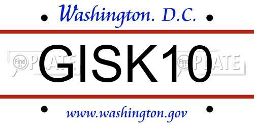 GISK10 District Of Columbia License Plate