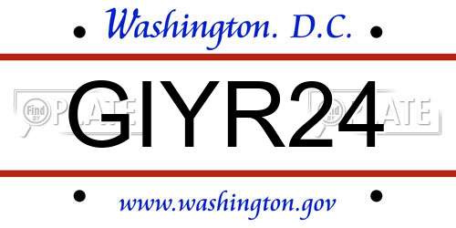 GIYR24 District Of Columbia License Plate