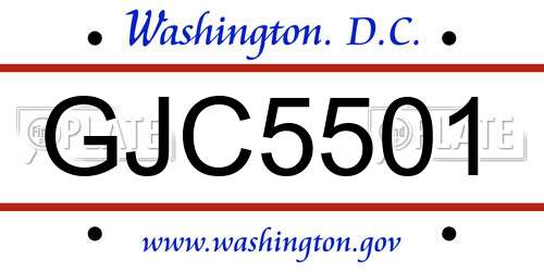 GJC5501 District Of Columbia License Plate