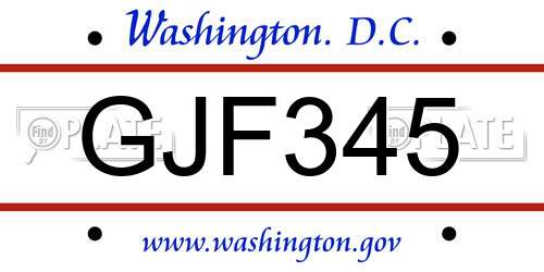 GJF345 District Of Columbia License Plate