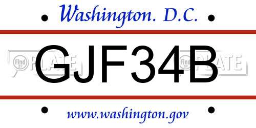GJF34B District Of Columbia License Plate