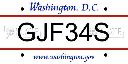 GJF34S District Of Columbia License Plate