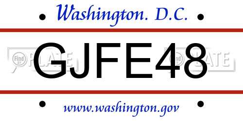 GJFE48 District Of Columbia License Plate