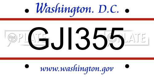 GJI355 District Of Columbia License Plate