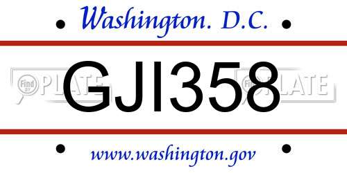 GJI358 District Of Columbia License Plate