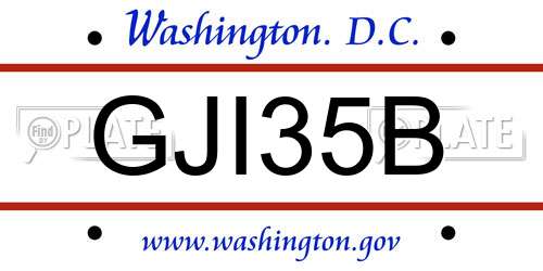 GJI35B District Of Columbia License Plate