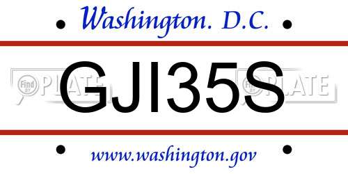 GJI35S District Of Columbia License Plate