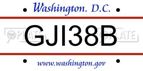 GJI38B District Of Columbia License Plate