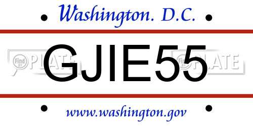 GJIE55 District Of Columbia License Plate