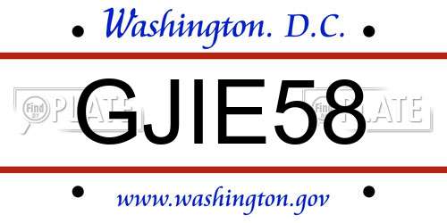 GJIE58 District Of Columbia License Plate