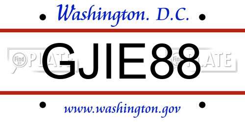 GJIE88 District Of Columbia License Plate