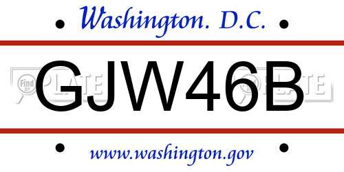 GJW46B District Of Columbia License Plate